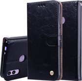 Business Style Oil Wax Texture Horizontal Flip Leather Case voor Huawei Honor 8C, met houder & kaartsleuven & portemonnee (zwart)