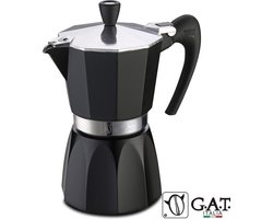 G.A.T. Italia Fashion Zwart Moka Percolator 3 kops - 150ml - Made in Italy
