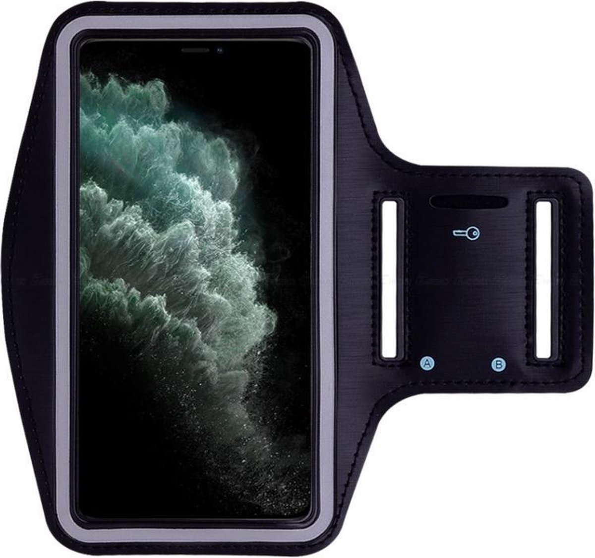 Hardloop sportarmband telefoonhouder voor de iPhone 11 – Telefoonhouder hardlopen Speciaal voor de iPhone 11 – Inclusief ruimte voor een sleutel – Zwart