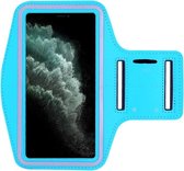 Hardloop sportarmband telefoonhouder voor de iPhone 11 – Telefoonhouder hardlopen Speciaal voor de iPhone 11 – Inclusief ruimte voor een sleutel – Blauw