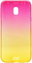 ADEL Siliconen Full Body 360 Graden Softcase Hoesje Geschikt voor Samsung Galaxy J5 (2017) - Kleurovergang Roze Geel