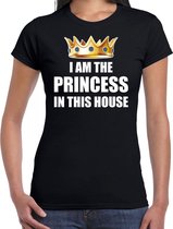 Koningsdag t-shirt Im the princess in this house zwart voor dames 2XL