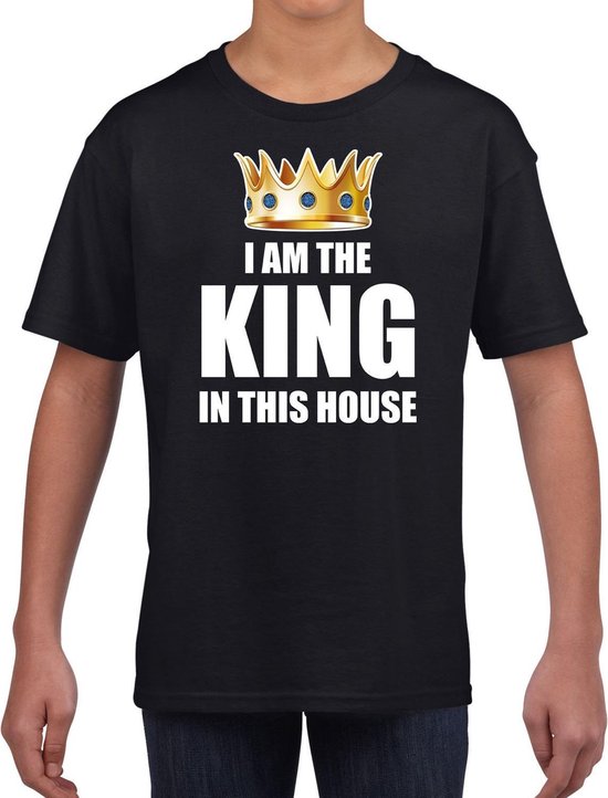 Im the king in this house t-shirt zwart jongens / kinderen - Woningsdag / Koningsdag - thuisblijvers / luie dag / relax shirtje 140/152