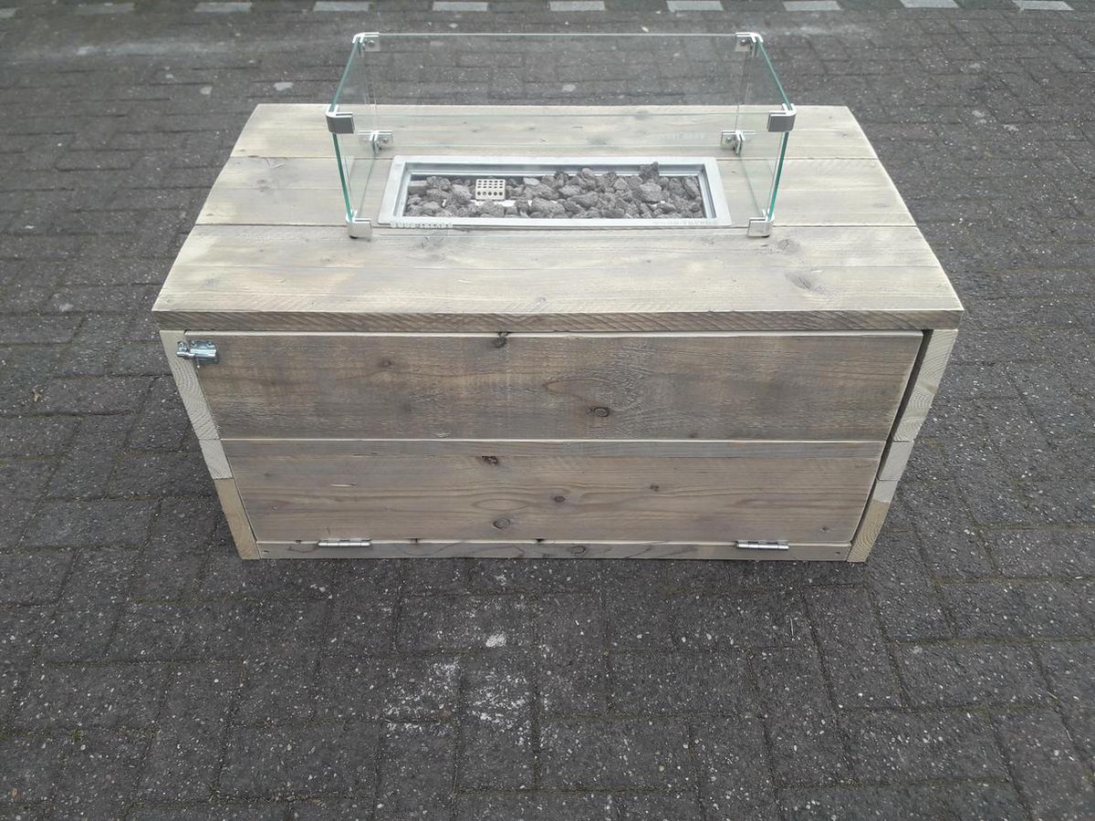Vuurtafel Boxxx Terrasverwarmer Gebruikt steigerhout 60x100x50cm