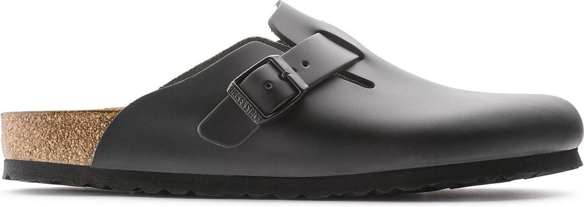 Birkenstock slipper BOSTON narrow Naturleder Smooth Leather Zwart