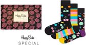 Happy Socks 3-Pack Gift box Balloon Animal, Stripes & Cherry, Maat 41/46