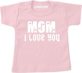 Moederdag shirt-Mam ik hou van jou-Mom I love you beige-Maat 92