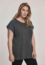 Urban Classics Dames Tshirt -XL- Contrast Raglan Grijs/Groen