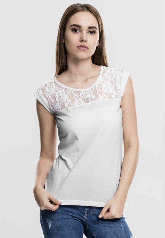 Urban Classics - Laces Dames T-shirt - S - Wit