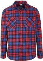 Urban Classics Overhemd -XL- Checked Flanell Rood/Blauw
