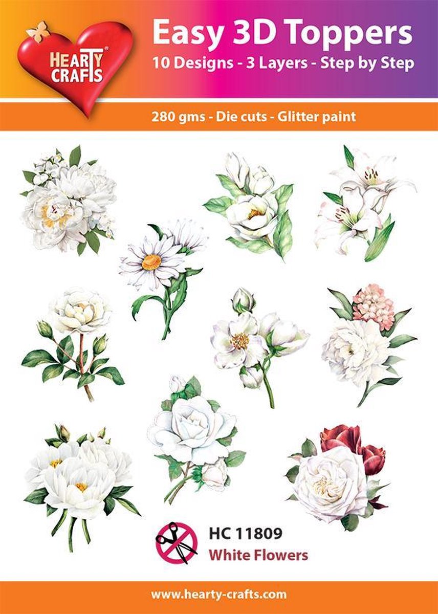 Easy 3D Toppers Witte Bloemen