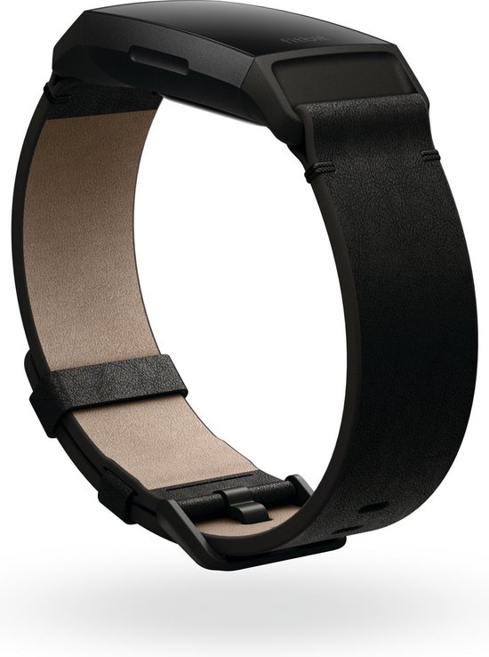 Fitbit Charge HR 4, Leather Band, Black, Small