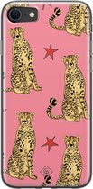 iPhone SE 2020 hoesje siliconen - The pink leopard | Apple iPhone SE (2020) case | TPU backcover transparant