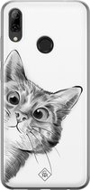 Huawei P Smart 2019 hoesje siliconen - Peekaboo | Huawei P Smart (2019) case | zwart | TPU backcover transparant