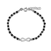 Silventi 910481058 Zilveren Bolletjes armband met infinity - Zilver - Infinity - Zirkonia - Bolletjes - Zwart - Zilverkleurig