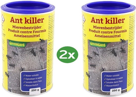 Mierenpoeder - Mieren - Bestrijden - 2 x 250 Gram - Voordeel -GreenGard - Mierengif - Tegen Mieren - Ongediertewering - Oplosbaar - Mierenbestrijding