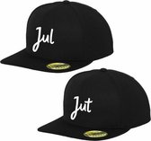 Duo pack Jut&Jul Rustaagh Snapback - pet - cap - unisex - verstelbaar - zwart - tekst - bedrukt