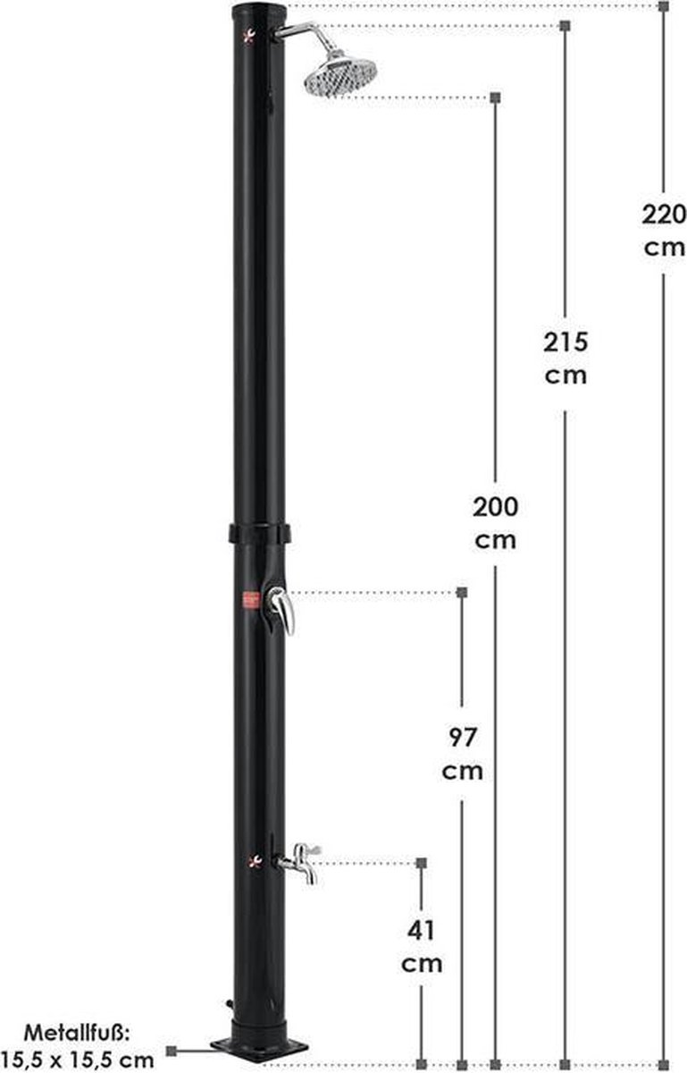 Victoria Solardouche 20L - traploze temperatuurregeling, 220cm hoog thumbnail 8