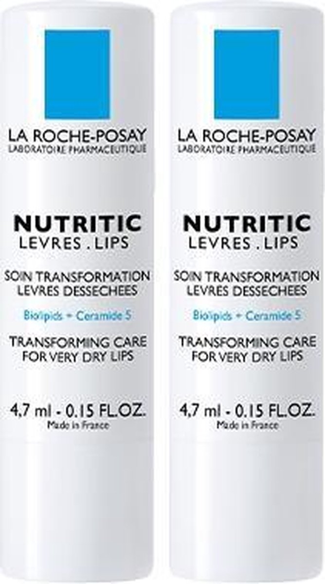 La Roche-Posay Nutritic Lippenstick - Lippenbalsem - (zeer) droge lippen - 2x4,7ml - La Roche-Posay
