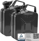 Oxid7® benzinejerrycan brandstofjerrycan metaal 2x 5 liter - met UN-keurmerk - TÜV Rheinland gecertificeerd - typegoedkeuring - behandeld met moffelen - jerrycan met bajonetsluitin