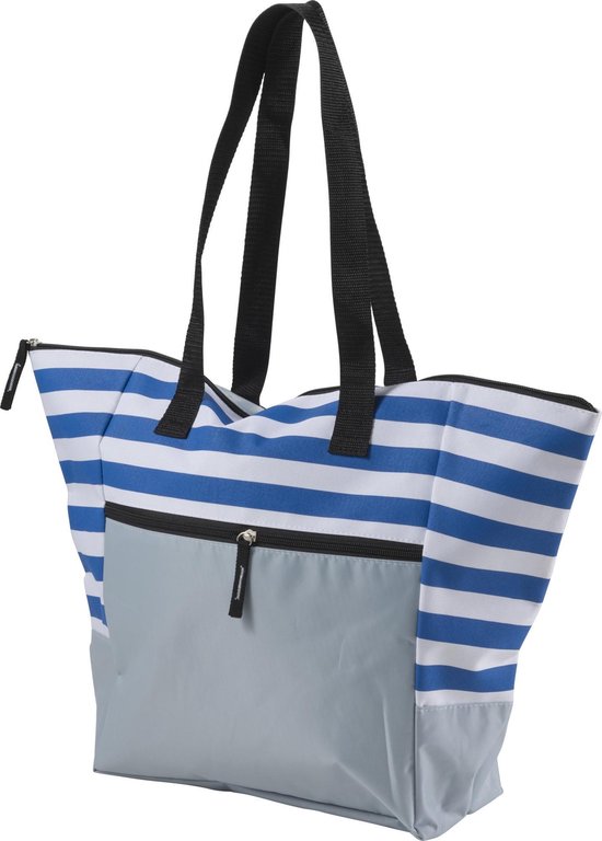 Strandtas met Rits - Campingtas - Zwemtas - Gestreept - Blauw Wit