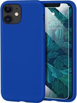 Apple iPhone 11 Hoesje - Siliconen Backcover & Tempered Glass Combi - Donker Blauw