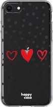 HappyCase iPhone SE 2020/2022 Hoesje Flexibel TPU Stip Hartjes Print