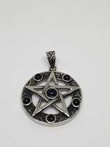 RH-Jewelry. Stalen hanger heren. Pentagram zwart