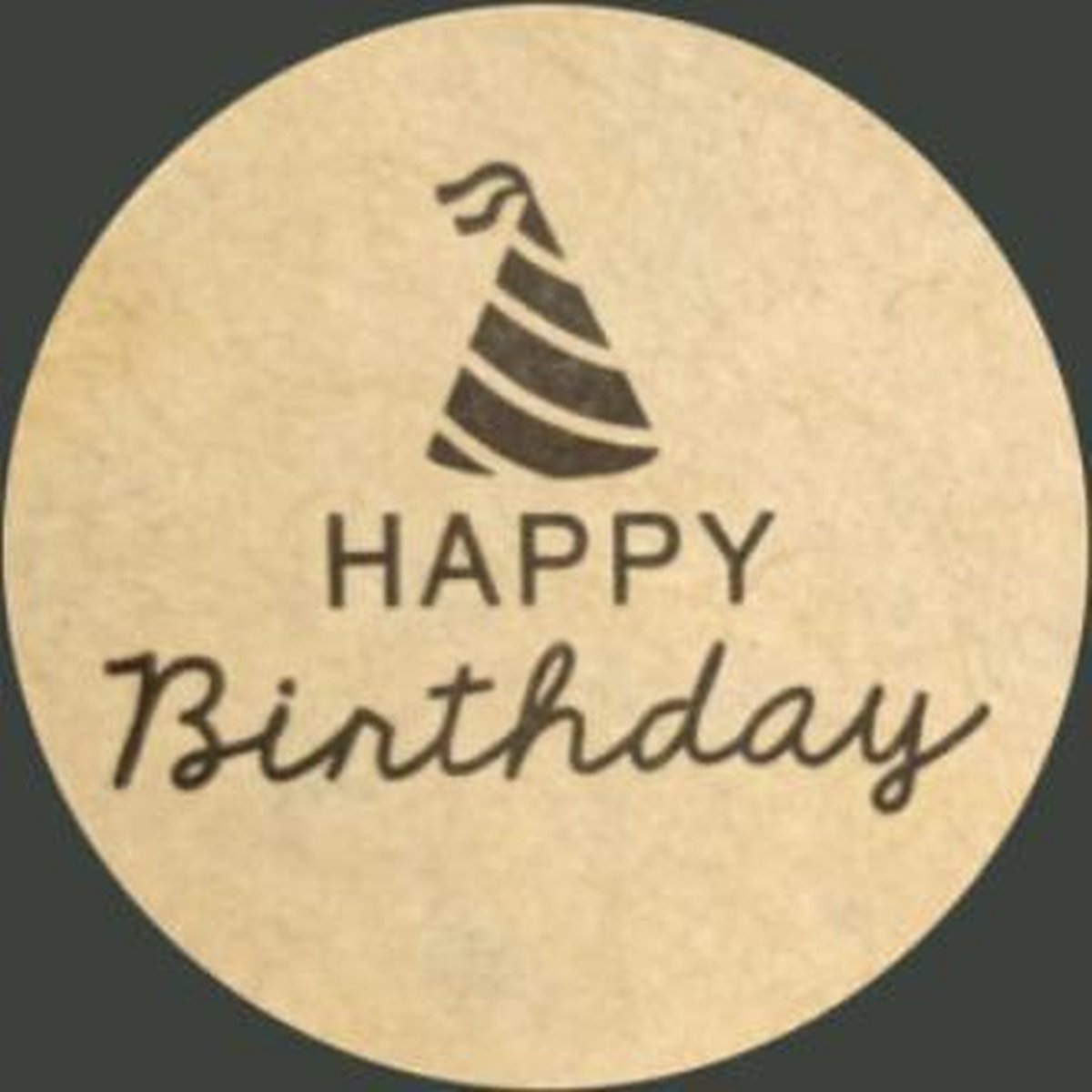 Sluitsticker - Sluitzegel – Sticker - Happy Birthday met feesthoed | Verjaardagskaart - Envelop | Naturel & Wit & Zwart | Vintage | Envelop sticker | Cadeau - Gift - Cadeauzakje – Traktatie versieren | Chique & Leuk inpakken | Feestmuts - Feestje — afbeelding 4