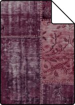 Proefstaal ESTAhome behangpapier Marrakech kelim patchwork tapijt bordeaux rood - 148653 - 26,5 x 21 cm