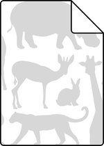 Proefstaal ESTAhome behangpapier dieren grijs - 139054 - 26,5 x 21 cm