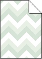 Proefstaal ESTAhome behang zigzag motief mintgroen en wit - 128858 - 26,5 x 21 cm