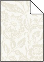 Proefstaal ESTAhome behang bloemen beige op wit - 148324 - 26,5 x 21 cm