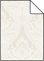 Proefstaal ESTAhome behang barokprint warm grijs en zandkleurig - 127603 - 26,5 x 21 cm