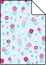 Proefstaal ESTAhome behang bloemen turquoise - 137317 - 26,5 x 21 cm