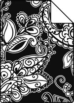 Proefstaal ESTAhome behang funky flowers en paisleys zwart en wit - 136844 - 26,5 x 21 cm