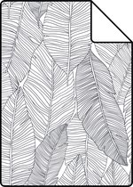 Proefstaal ESTAhome behangpapier getekende bladeren zwart en wit - 139011 - 26,5 x 21 cm
