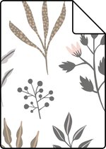Proefstaal ESTAhome behangpapier bloemmotief in Scandinavische stijl wit, grijs en roze - 139081 - 26,5 x 21 cm