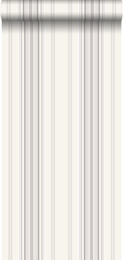 ESTAhome behangpapier strepen grijs en beige - 138805 - 53 cm x 10,05 m