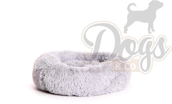 Luxe katten & hondenmand - Donut - Heerlijk zacht - Fluffy - Licht grijs - 50 cm - Size S
