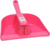 Roze stoffer en blik van plastic  23 cm - Huishoud/schoonmaakbenodigdheden - Schoonmaakartikelen - Schoonmaken/huishouding