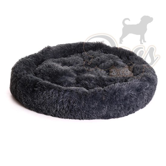 Luxe katten & hondenmand - Fluffy Donut - Heerlijk zacht - Antraciet - 100 cm - Size L