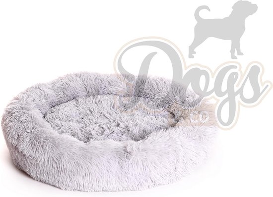 hondenmand - Donut - Heerlijk zacht - Fluffy - Licht grijs - 70 cm - Size M