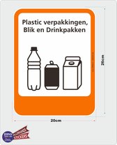 Plastic verpakking blik en drinkpakken recycling pictogram sticker.