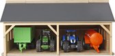 Hangar agricole pour tracteurs Kids Globe - Ensemble de figurines de jeu - Échelle 1:50 (610047)