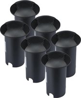 Set van 6 grondspots rond zwart 3000K 1 Watt IP67 12V - 2 Lichts