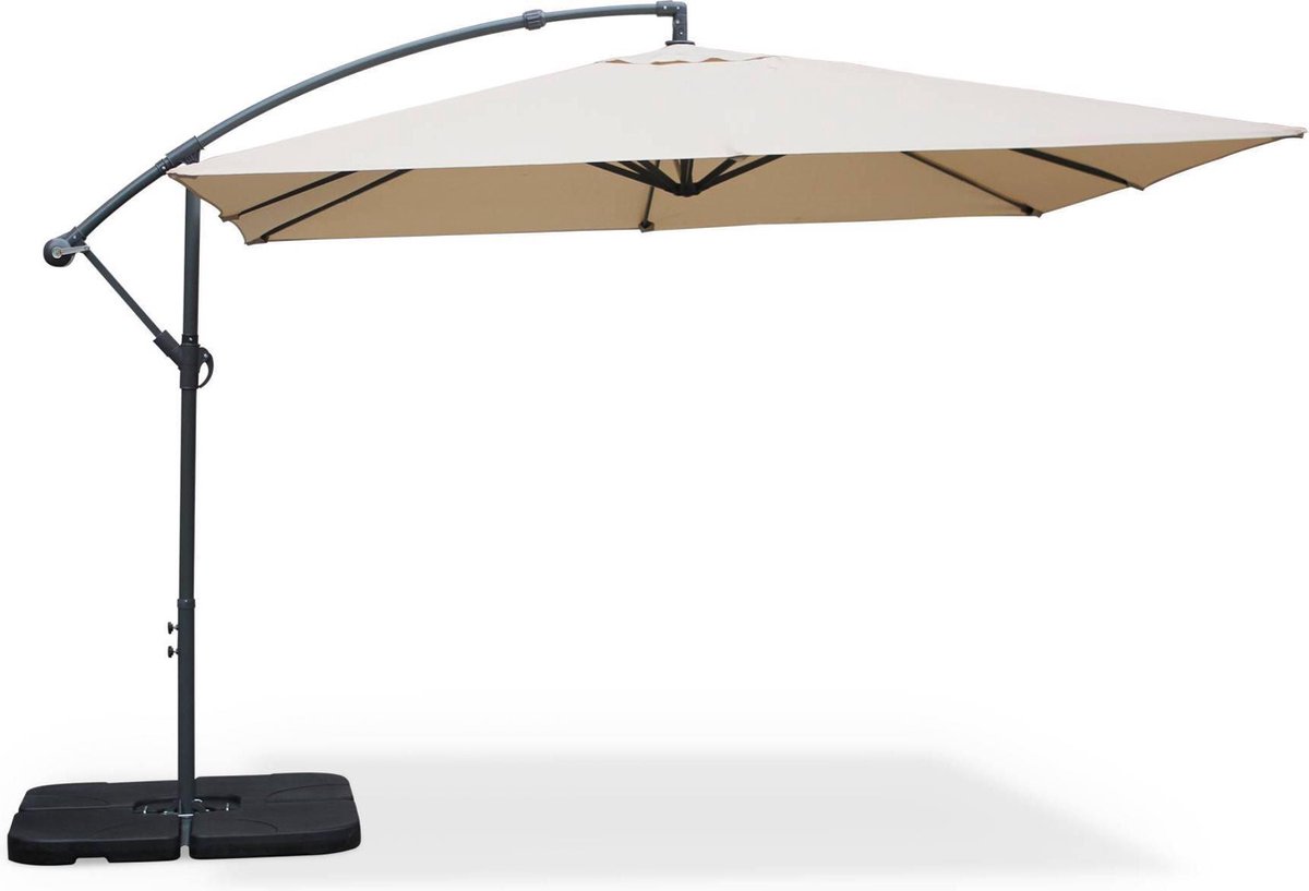 Bol.com sweeek - Zweefparasol vierkant 3x3m hardelot, excentrische mast, 8 baleinen, waterafstotend doek 180g aanbieding