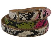 Riem Imitatie Slangenleer - 110x2 cm - Lengte Verstelbaar - Wit Groen Roze - Dielay