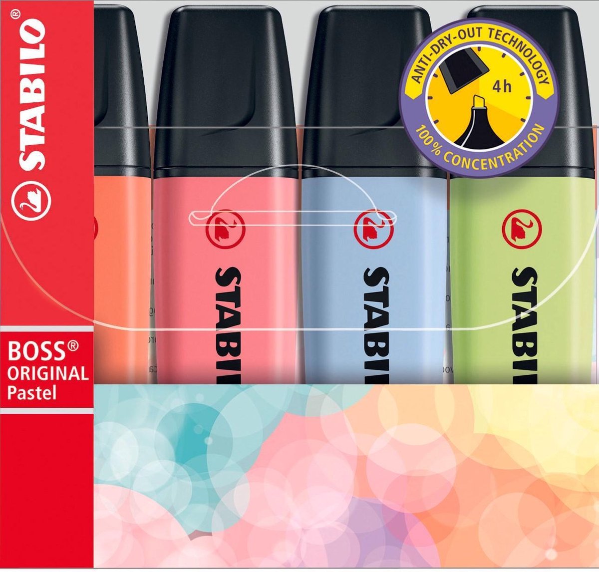STABILO BOSS ORIGINAL Pastel - Markeerstift - Markeren Met Pastelkleuren - Etui Met 4 Kleuren - STABILO