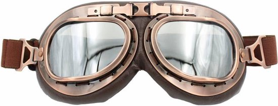 CRG vintage motorbril - zilver reflectie | bruin | dames & heren | bol.com